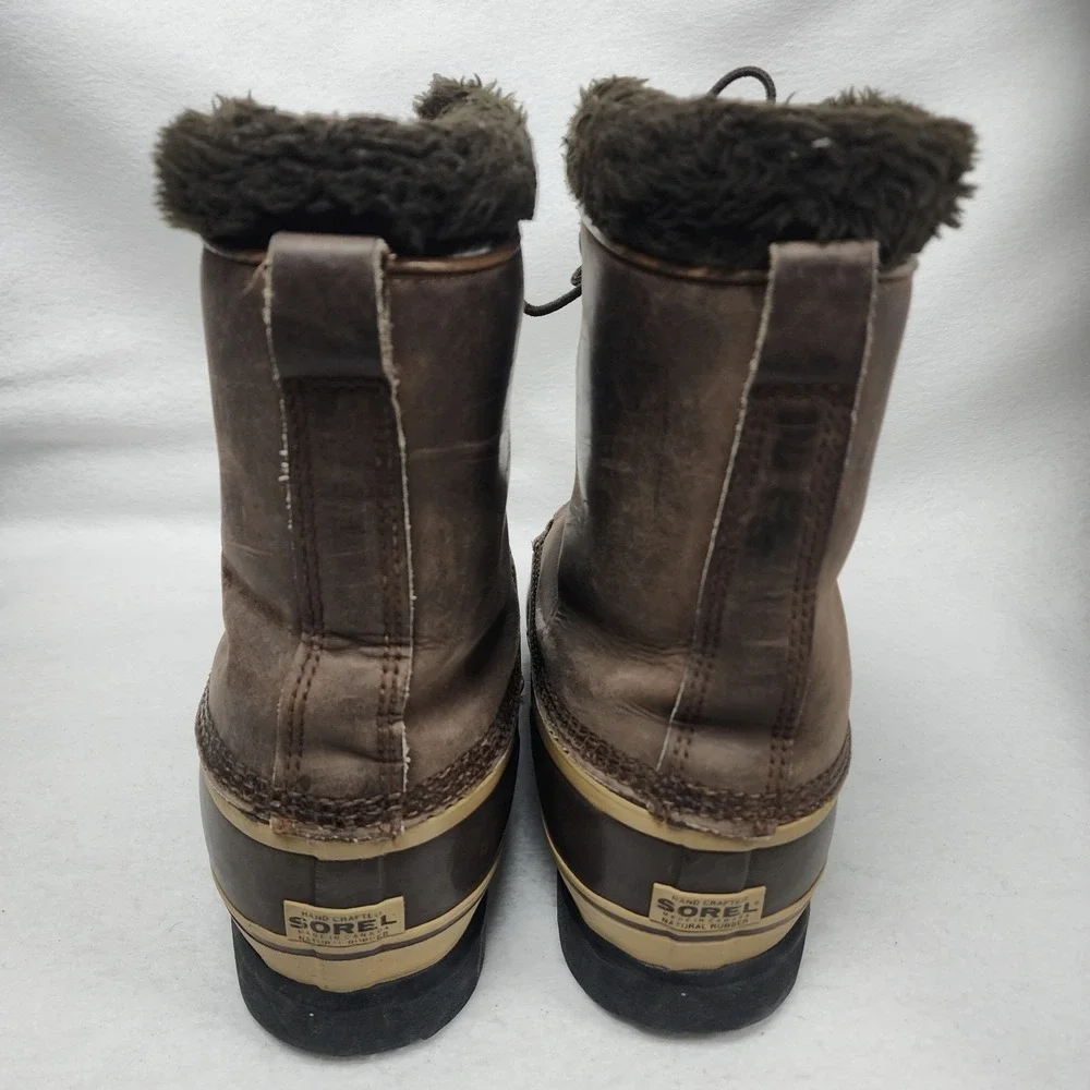Vintage Sorel Kaufman Dominator Mens Size 11 Winter Snow Boots Brown Leather